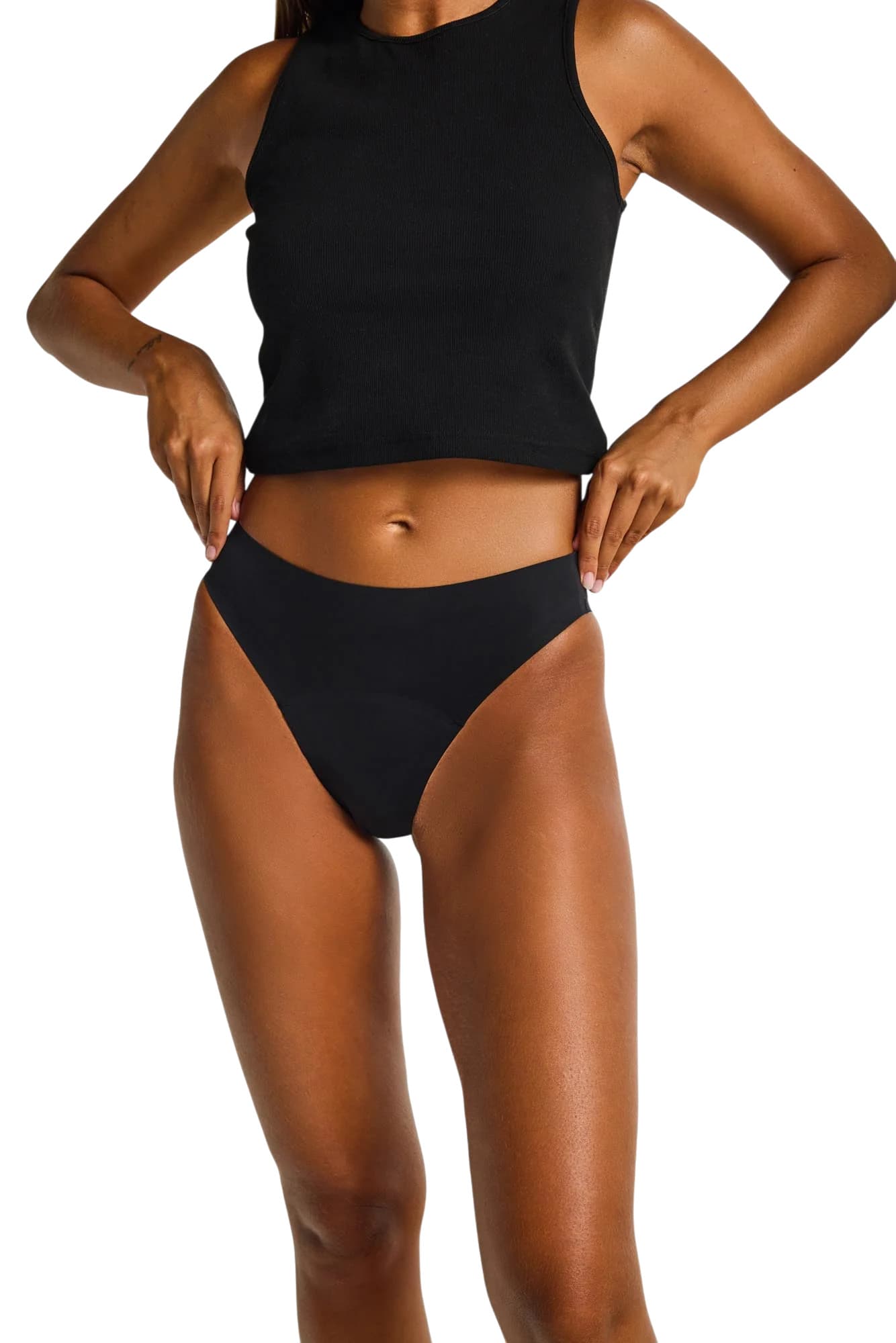 Menstruační kalhotky Modibodi Seamfree Hi Waist Cheeky Moderate Black (MKMSHWCMB) L