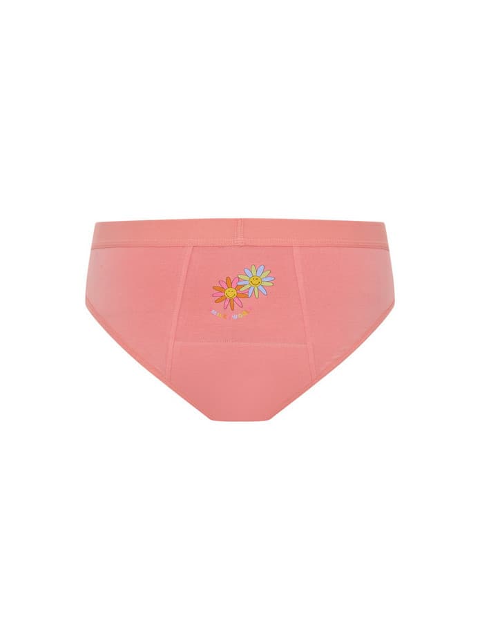 Dívčí menstruační kalhotky Modibodi Teen Hipster Bikini Moderate Flower Power Pink (DMKMTHBMFPP) 10-12 let - náhled 4