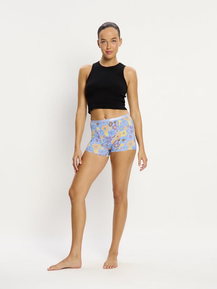 Menstruační kalhotky Modibodi Classic Boyshort Moderate Happy Daisy Blue (MKMCBMHDB)