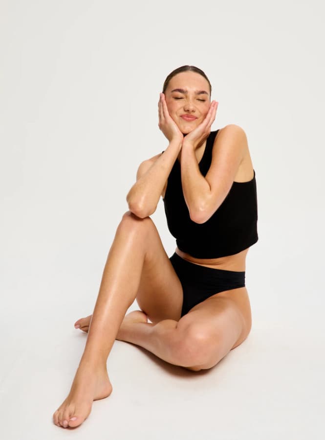 Menstruační tanga Modibodi Modicomfort Seamless Hi Waist Thong Light Black (MTMMSHWTLTB) L - náhled 4