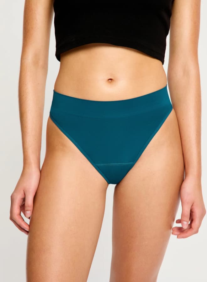 Menstruační kalhotky Modibodi Modicomfort Seamless Hi Waist Cheeky Moderate Teale Blue (MKMMSWCMTB) L - náhled 3