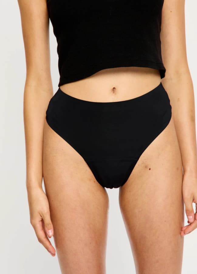 Menstruační kalhotky Modibodi Modicomfort Seamless Hi Waist Cheeky Moderate Black (MKMMSWCMB) L - náhled 3