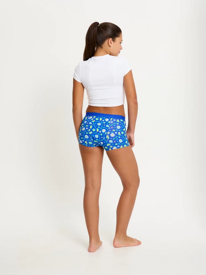 Dívčí menstruační kalhotky Modibodi Teen Hipster Boyshort Super Boho Botanical Blue (DMKMTHBSBBB) 10-12 let - náhled 3
