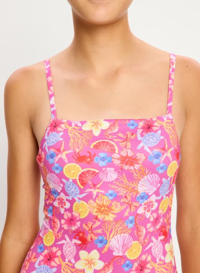 Dívčí menstruační plavky Modibodi Marine Dream Teen Swimwear One Piece Light Tropicana Crush jednodílné (DMPMMDTSOPLTCJ)