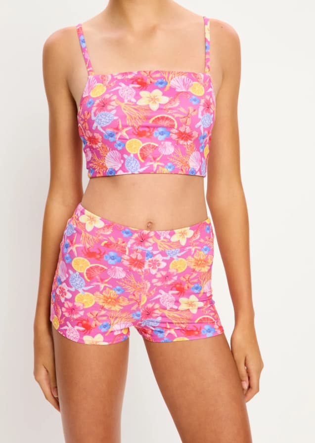 Dívčí menstruační plavky Modibodi Marine Teen Swimwear Hi Waist Short Super Tropicana Crush spodní díl (MKMMTSHWSSTC)