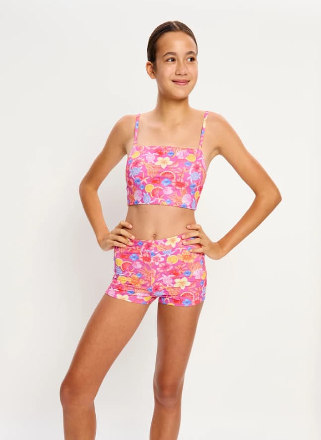 Dívčí menstruační plavky Modibodi Marine Teen Swimwear Hi Waist Short Super Tropicana Crush spodní díl (MKMMTSHWSSTC) 10-12 let - náhled 3