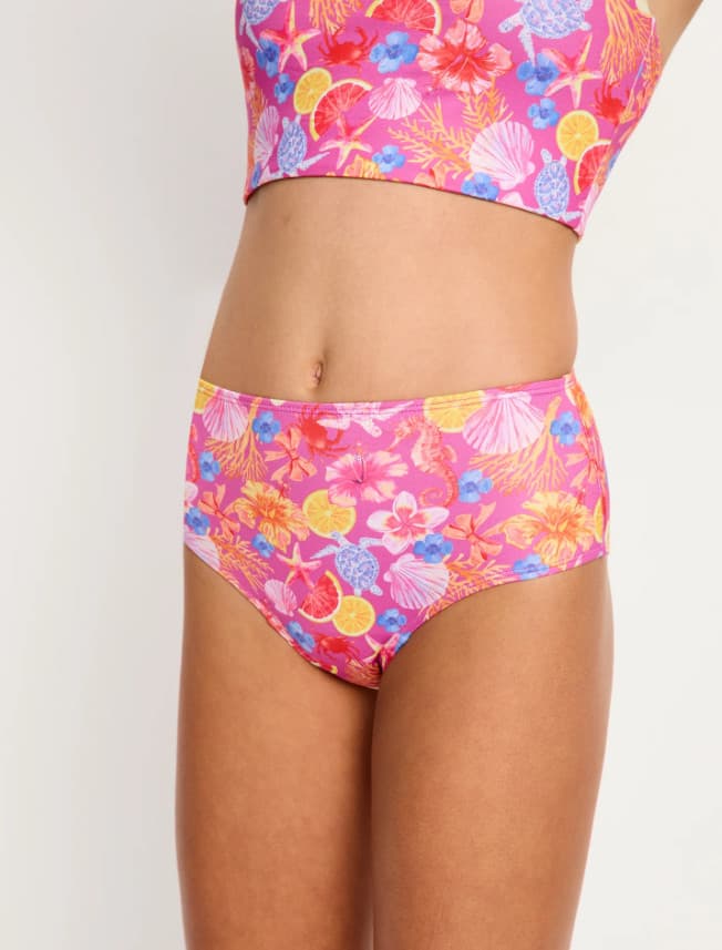 Dívčí menstruační plavky Modibodi Teen Swimwear Hi Waist Bikini Brief Supe Tropicana Crush spodní díl (DMPMADTSHWBBSTCSD) 10-12 let - náhled 2