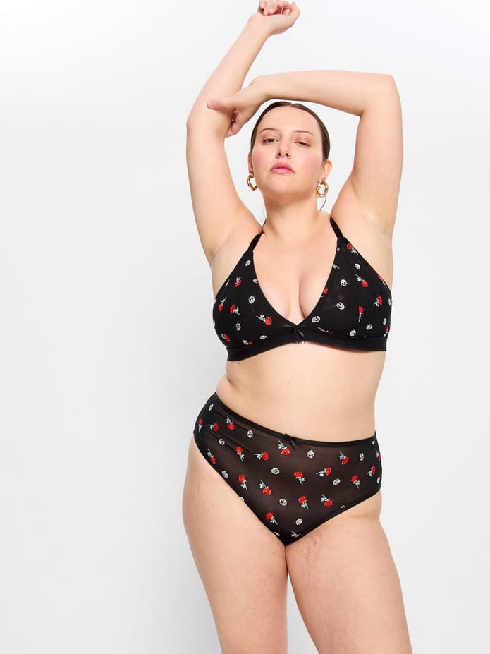 Menstruační kalhotky Modibodi Intimates V Day Hi Waist Brief Moderate-Heavy Black Rose (MKMIVDHWBMHBR) L