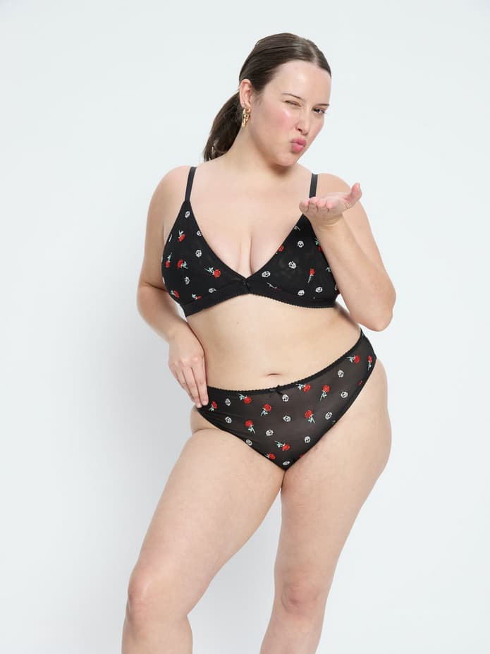Dámské kalhotky Modibodi Intimates V Day Cheeky Brief Black Rose (DKMIVDCBBR)