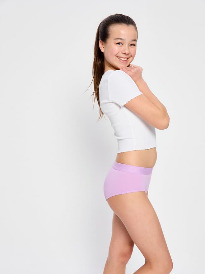 Dívčí menstruační kalhotky Modibodi Teen Hipster Boyleg Moderate Violet (DMKMTHBMV)
