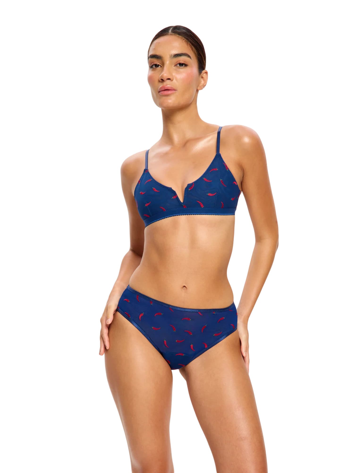 Menstruační kalhotky Modibodi lntimates V Day Hi Waist Brief Moderate Navy Chilli (DKMISDHWB) L