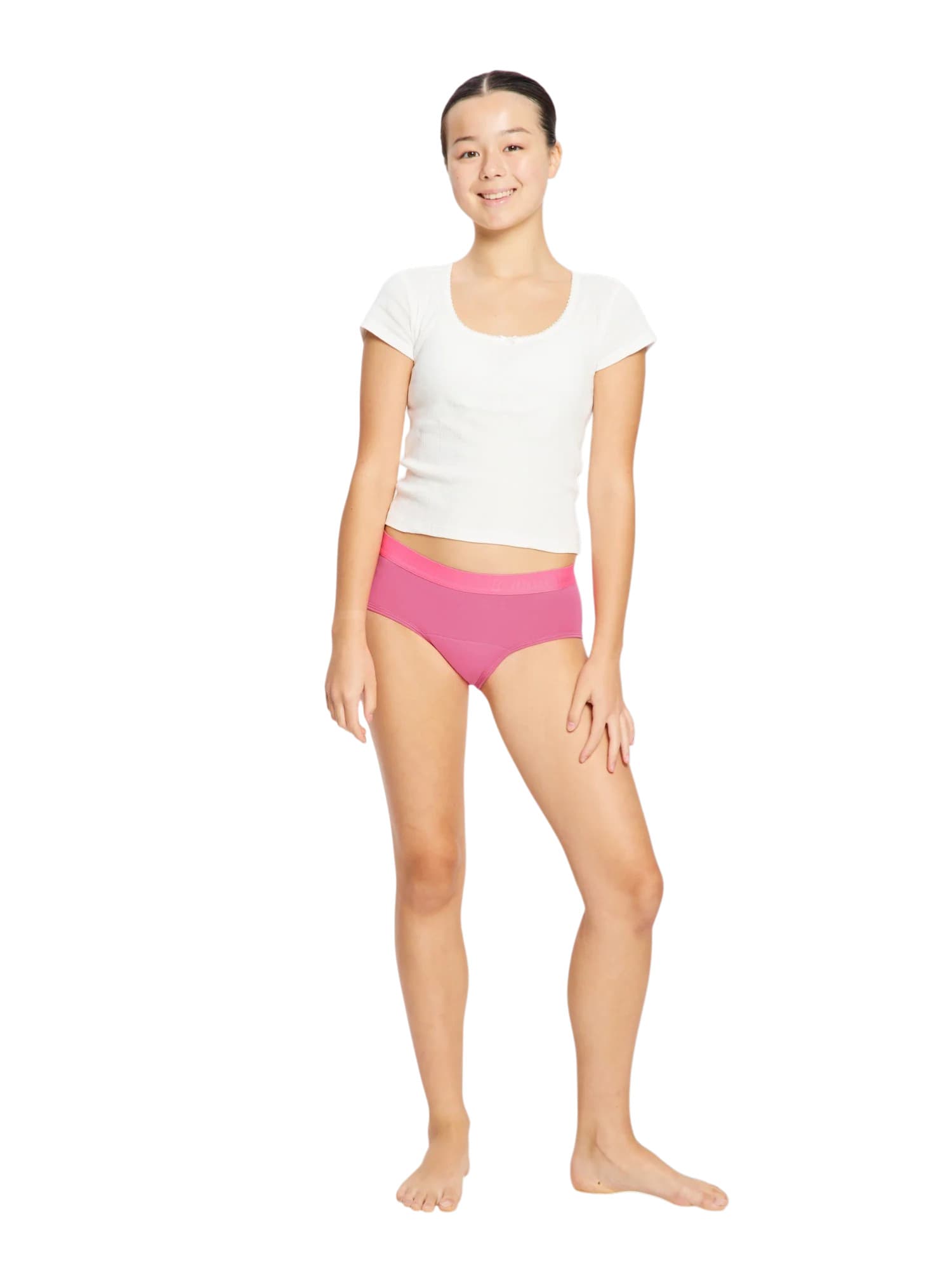 Dívčí menstruační kalhotky Modibodi Teen Hipster Boyleg Moderate Watermelon Pink Sorbet (DMKMTHBMWPS)