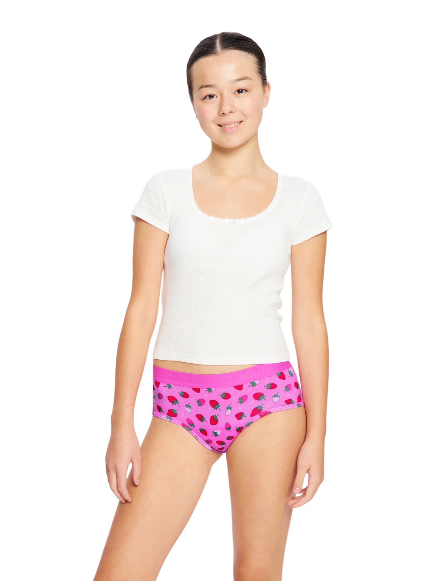 Dívčí menstruační kalhotky Modibodi Teen Hipster Boyleg Moderate Strawberry Sorbet Pink (DMKMTHBMSSP)