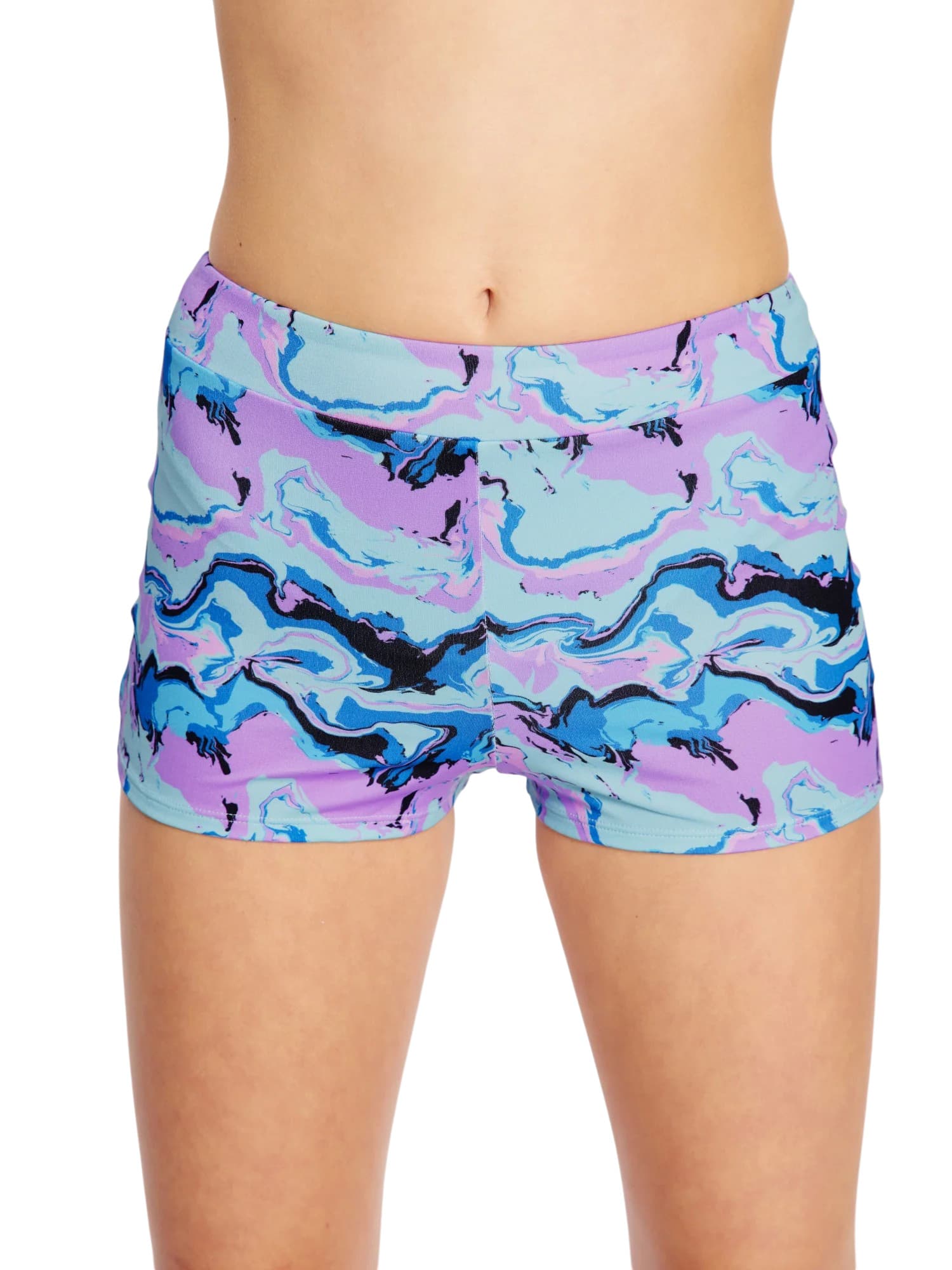 Dívčí menstruační plavky Modibodi Performance Hi Waist Short Super Marble Blue spodní díl (DMPMPHWSSMB) 10-12 let - náhled 4