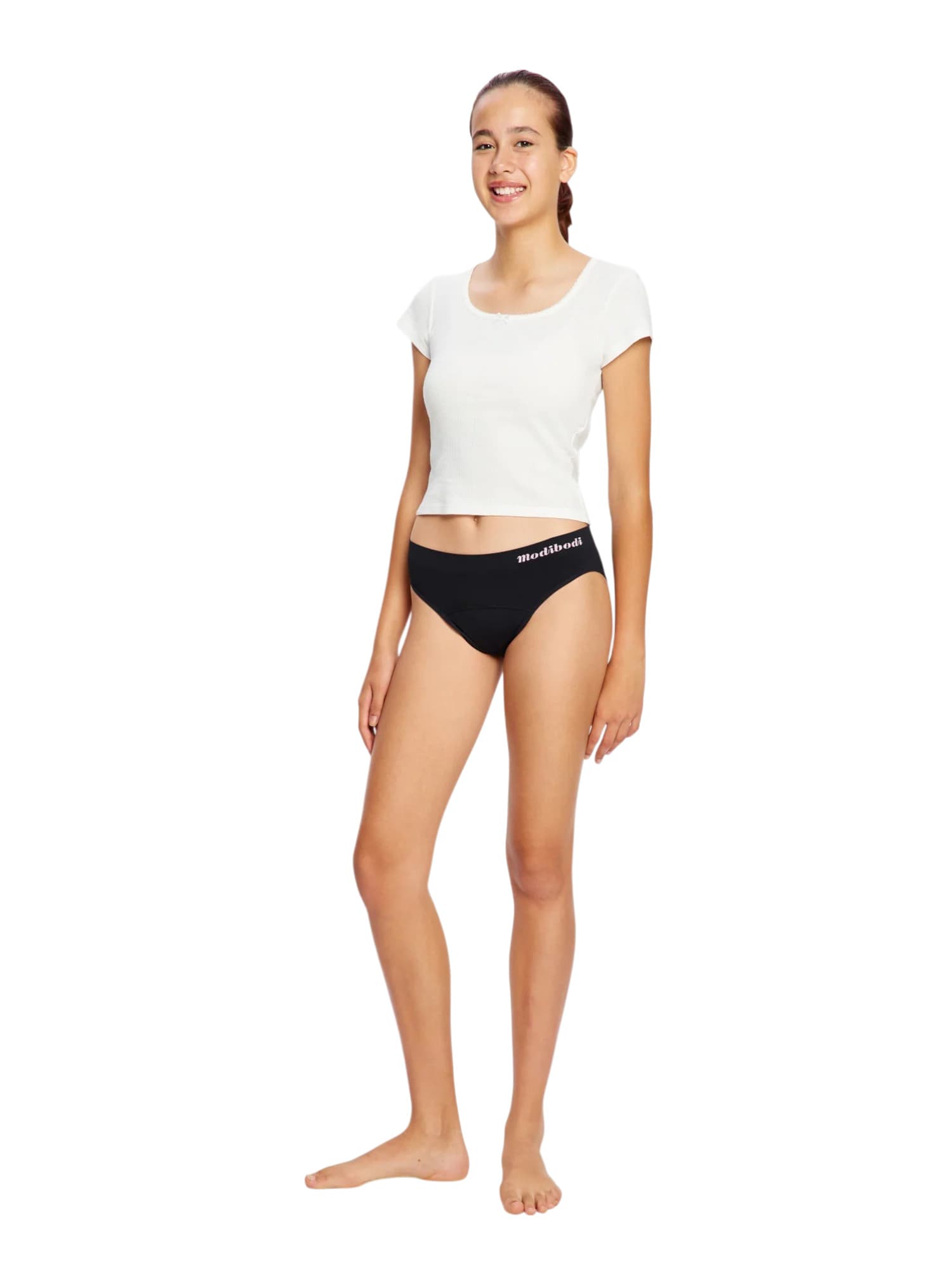 Dívčí menstruační kalhotky Modibodi Modicomfort Seamless Teen Hipster Bikini Moderate Black (DMKMMSTHBMB) 12-14 let - náhled 2