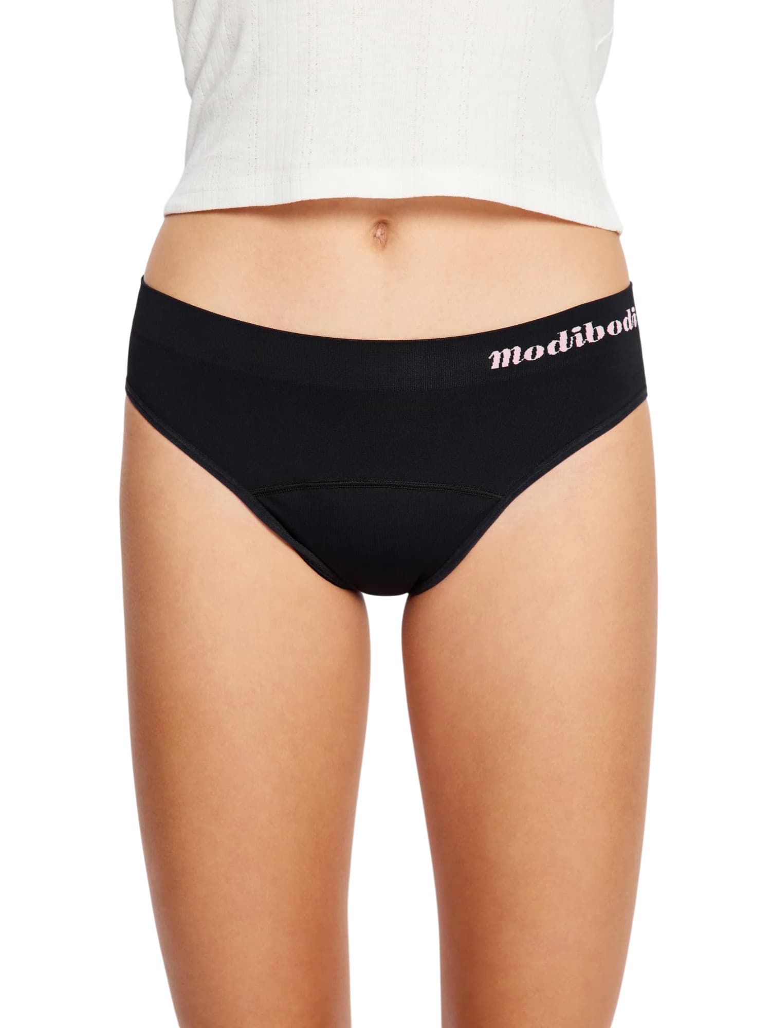 Dívčí menstruační kalhotky Modibodi Modicomfort Seamless Teen Hipster Bikini Moderate Black (DMKMMSTHBMB)