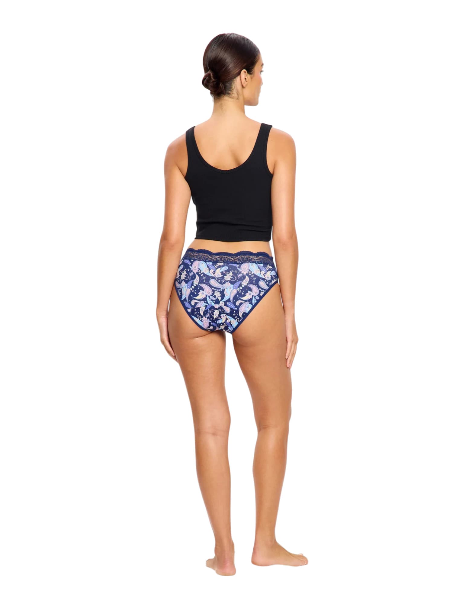 Menstruační kalhotky Modibodi Sensual Hi Waist Bikini Moderate Opulent Paisley Navy (MKMSHWBMOPN) 3XL - náhled 3