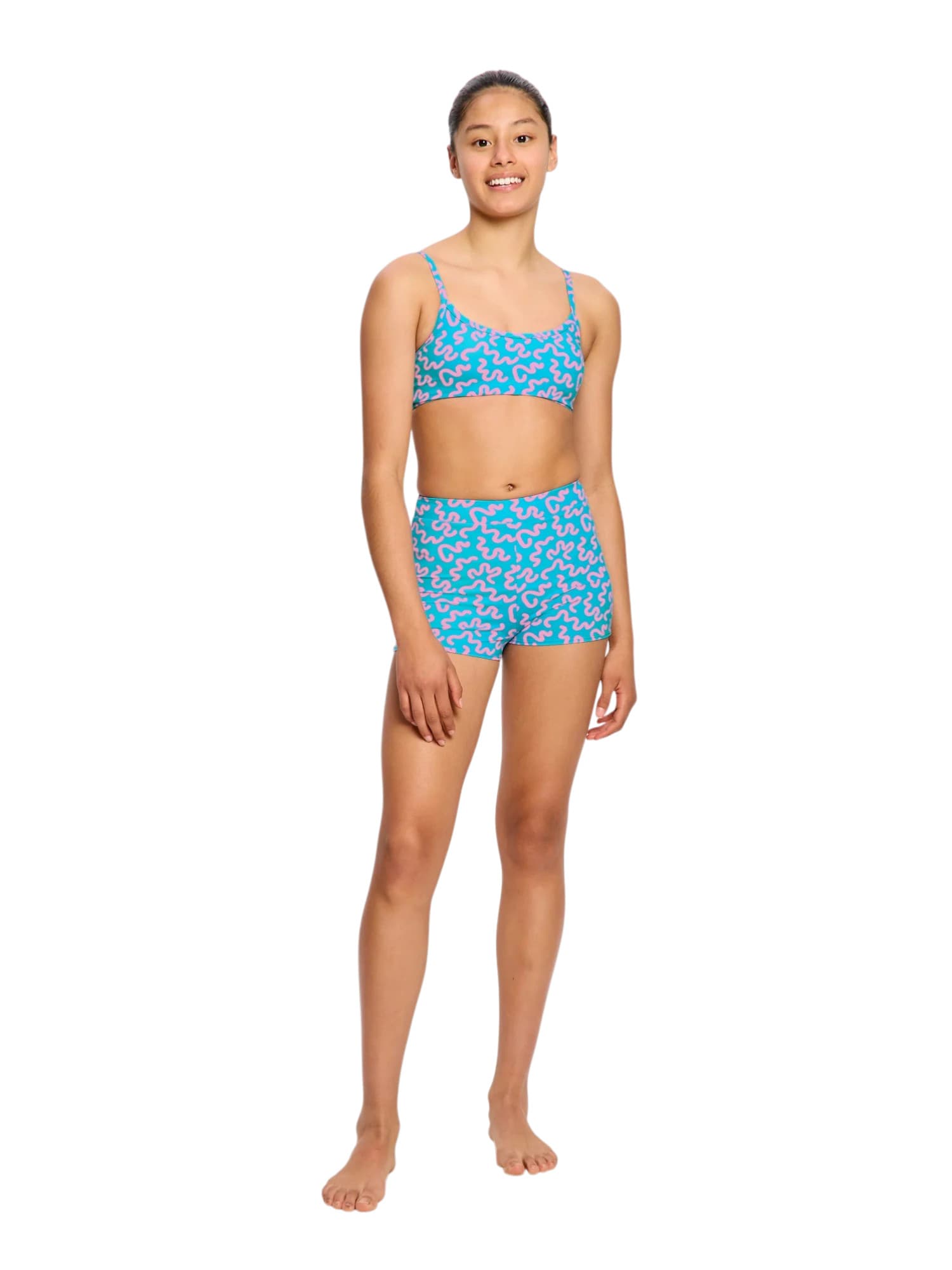 Dívčí plavky Modibodi crop top Splice Wavy Blue horní díl (DPMHDCTWB) 10-12 let - náhled 2