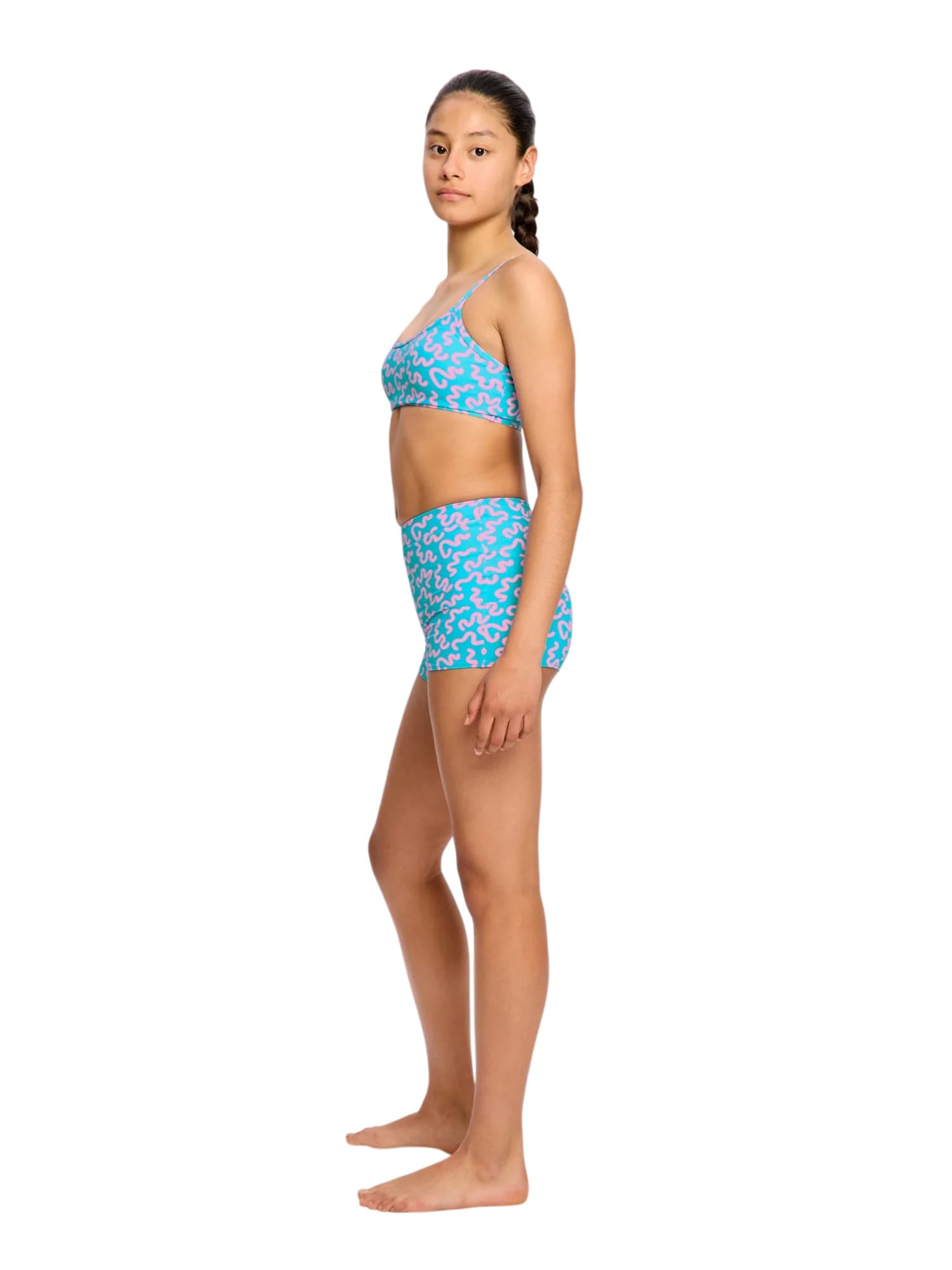 Dívčí plavky Modibodi crop top Splice Wavy Blue horní díl (DPMHDCTWB) 10-12 let - náhled 3