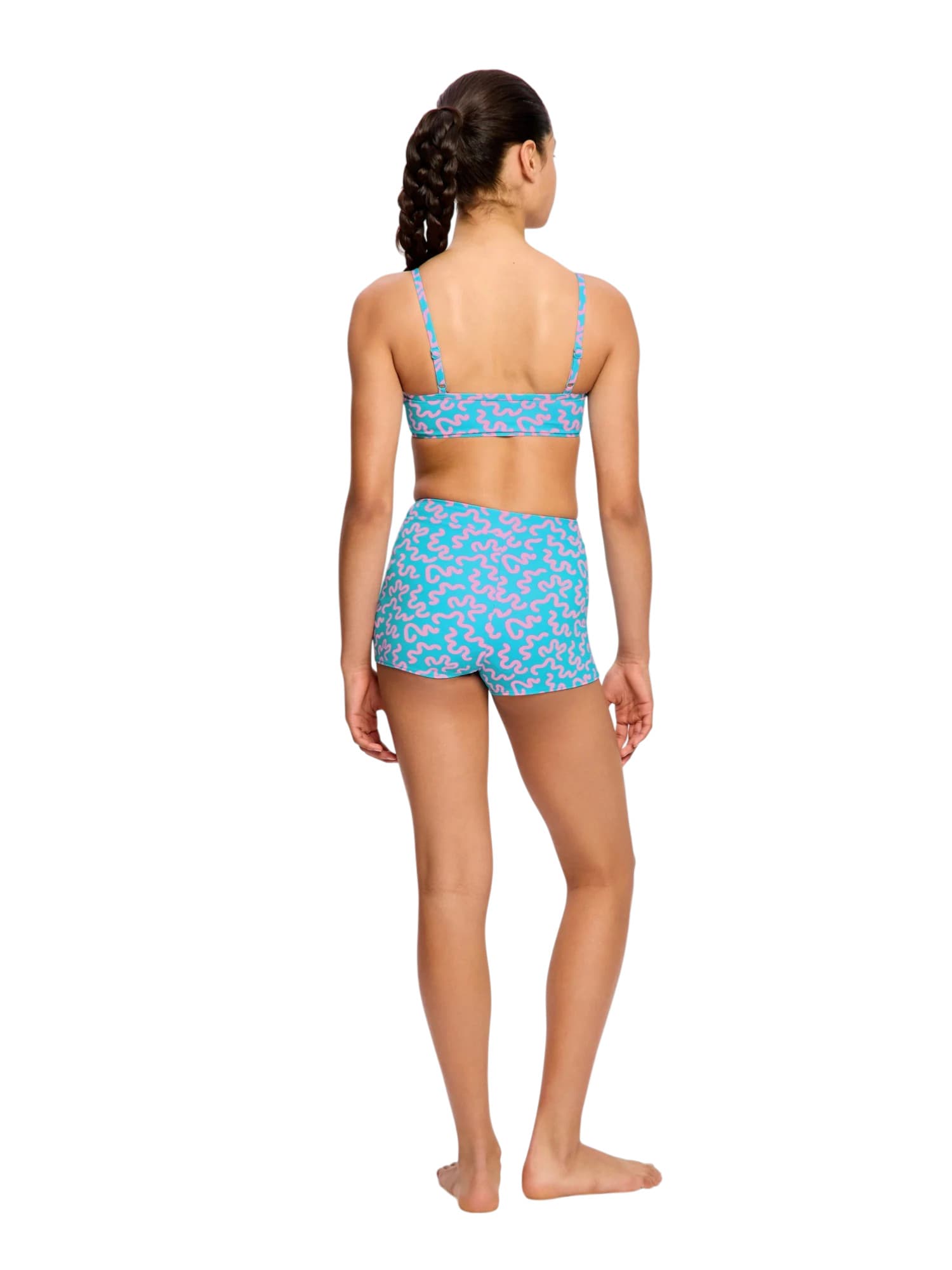 Dívčí plavky Modibodi crop top Splice Wavy Blue horní díl (DPMHDCTWB) 10-12 let - náhled 4