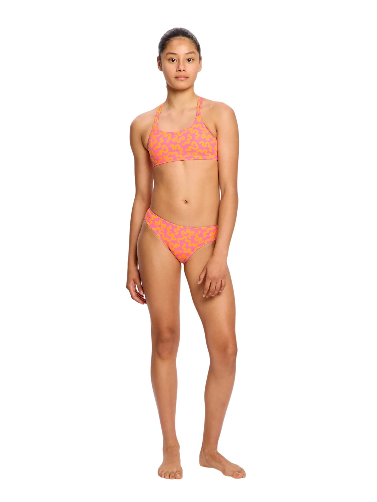 Dívčí menstruační plavky Modibodi Bikini Brief Light Wavy Pink spodní díl (DMPMBBLWPSD)