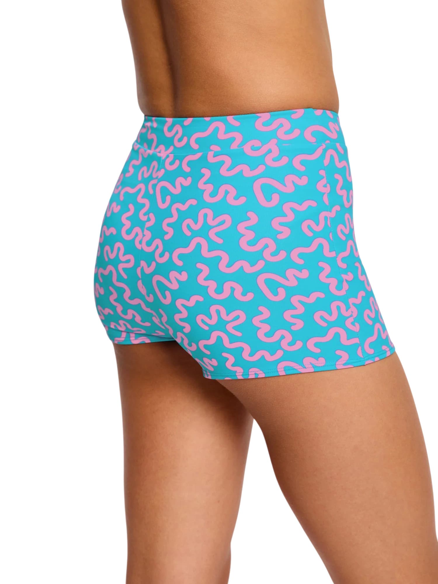 Dívčí menstruační plavky Modibodi Performance Hi Waist Short Super Wavy Blue spodní díl (DMPMPHWSSWB) 10-12 let - náhled 5