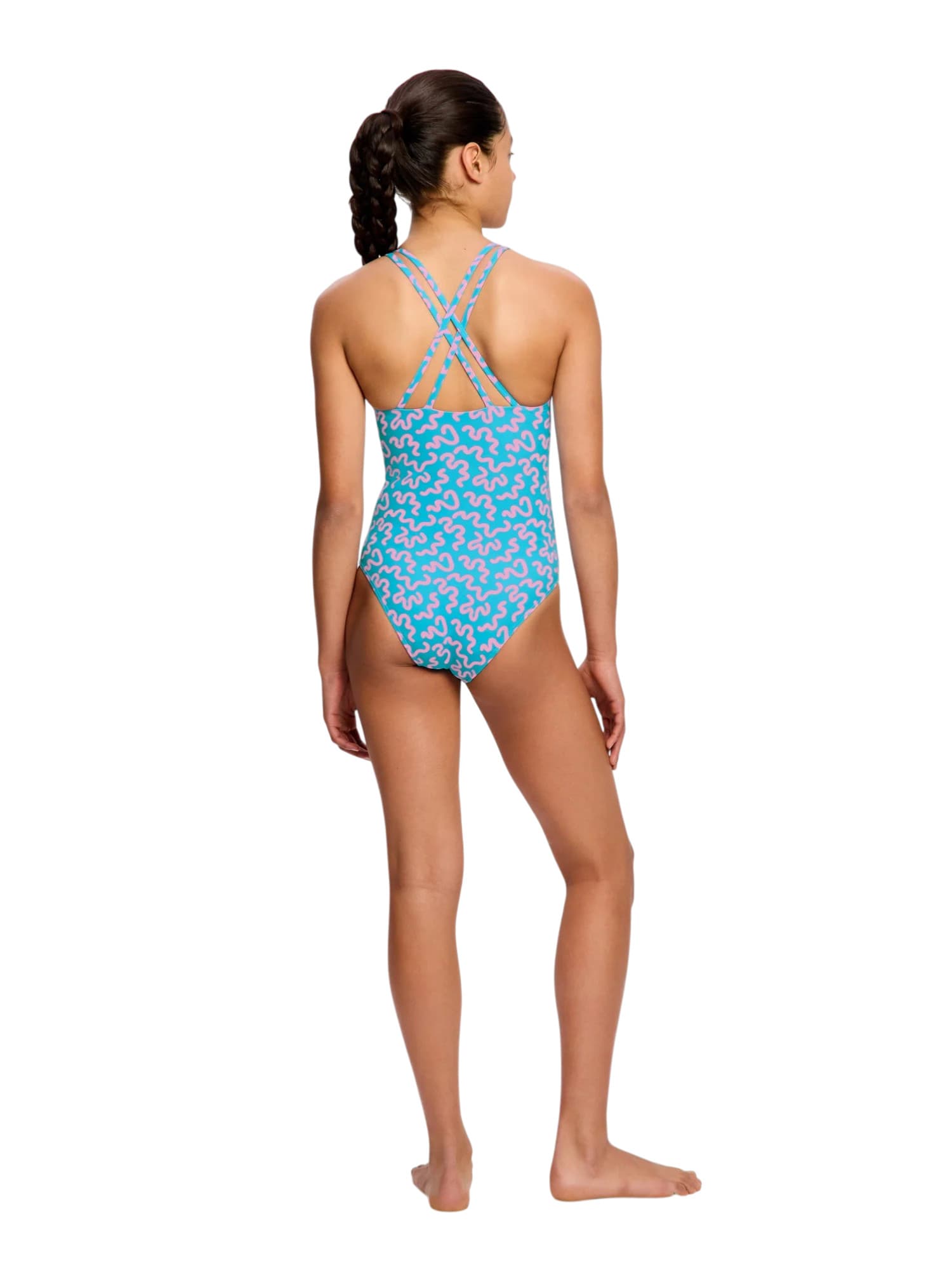 Dívčí menstruační plavky Modibodi Splice One Piece Super Wavy Blue jednodílné (DMPMSOPSWB) 10-12 let - náhled 3