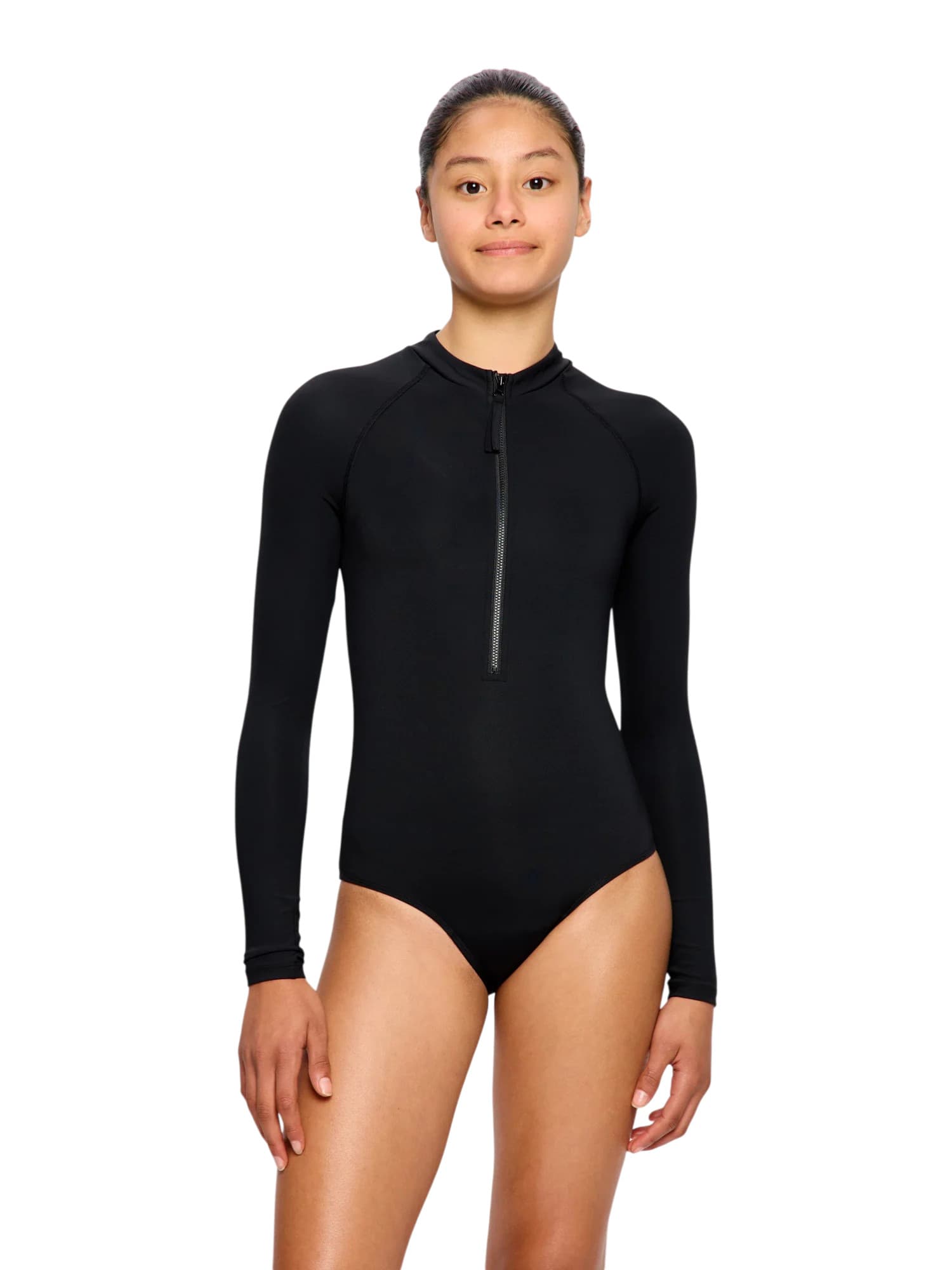 Dívčí menstruační plavky Modibodi Paddlebording sportovní jednodílné black (DMPMPSJB)