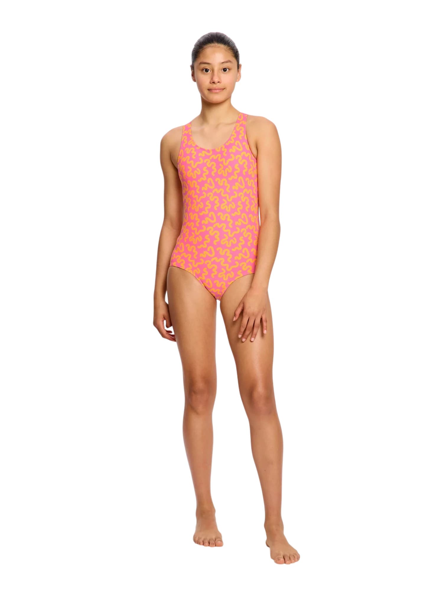 Dívčí menstruační plavky Modibodi Racerback One Piece Light Wavy Pink jednodílné (DMPMROPLWP) 10-12 let - náhled 2