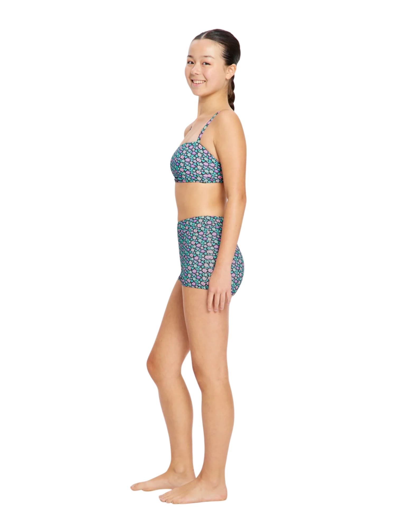 Dívčí plavky Modibodi Bandeau Strap Crop Top Luna Blossom Black horní díl (DPMPRCTMLBB) 10-12 let - náhled 3