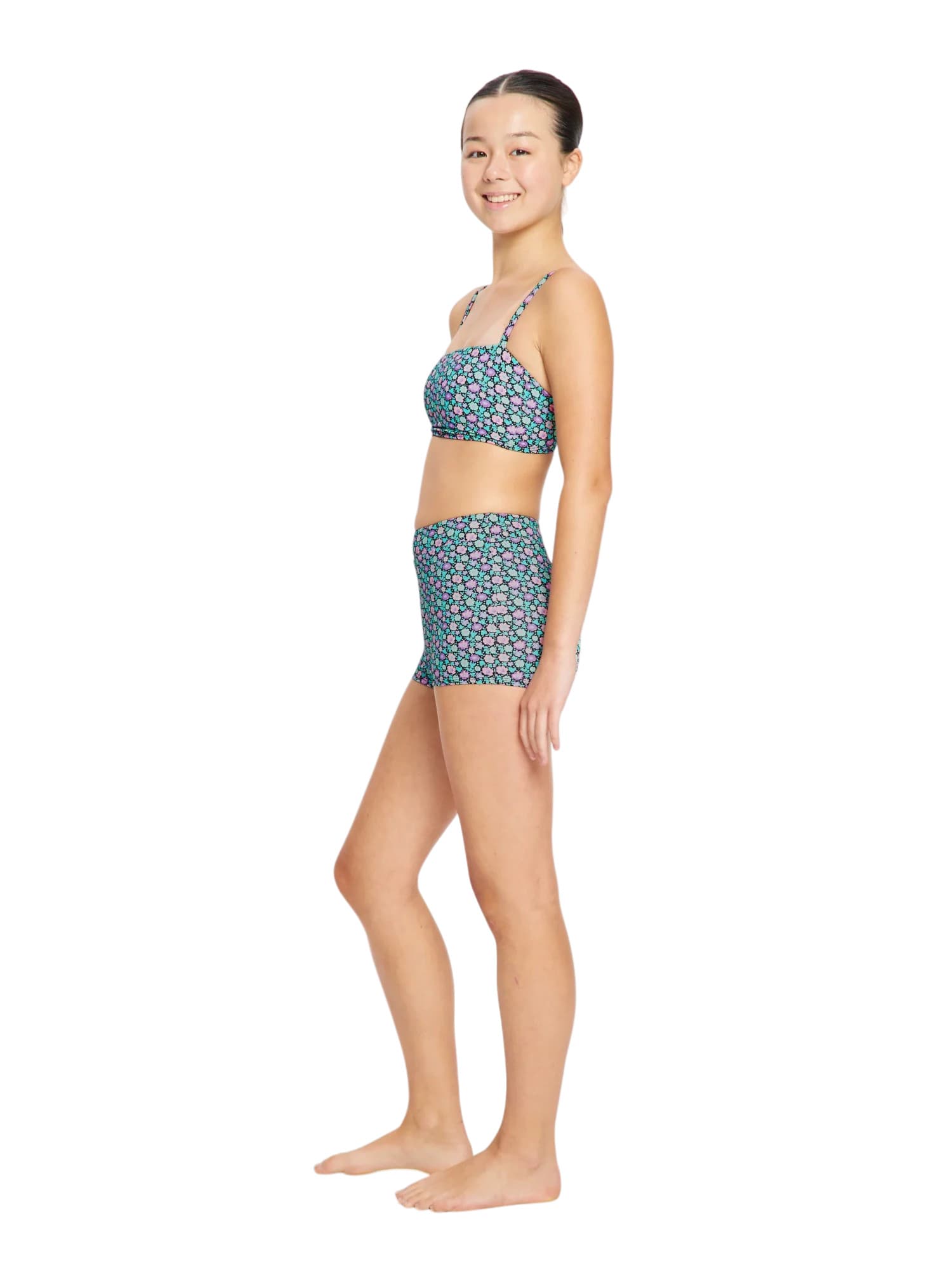 Dívčí menstruační plavky Modibodi Hi Waist Short Super Luna Blossom Black spodní díl (DMPMPHWSSLBB) 10-12 let - náhled 3