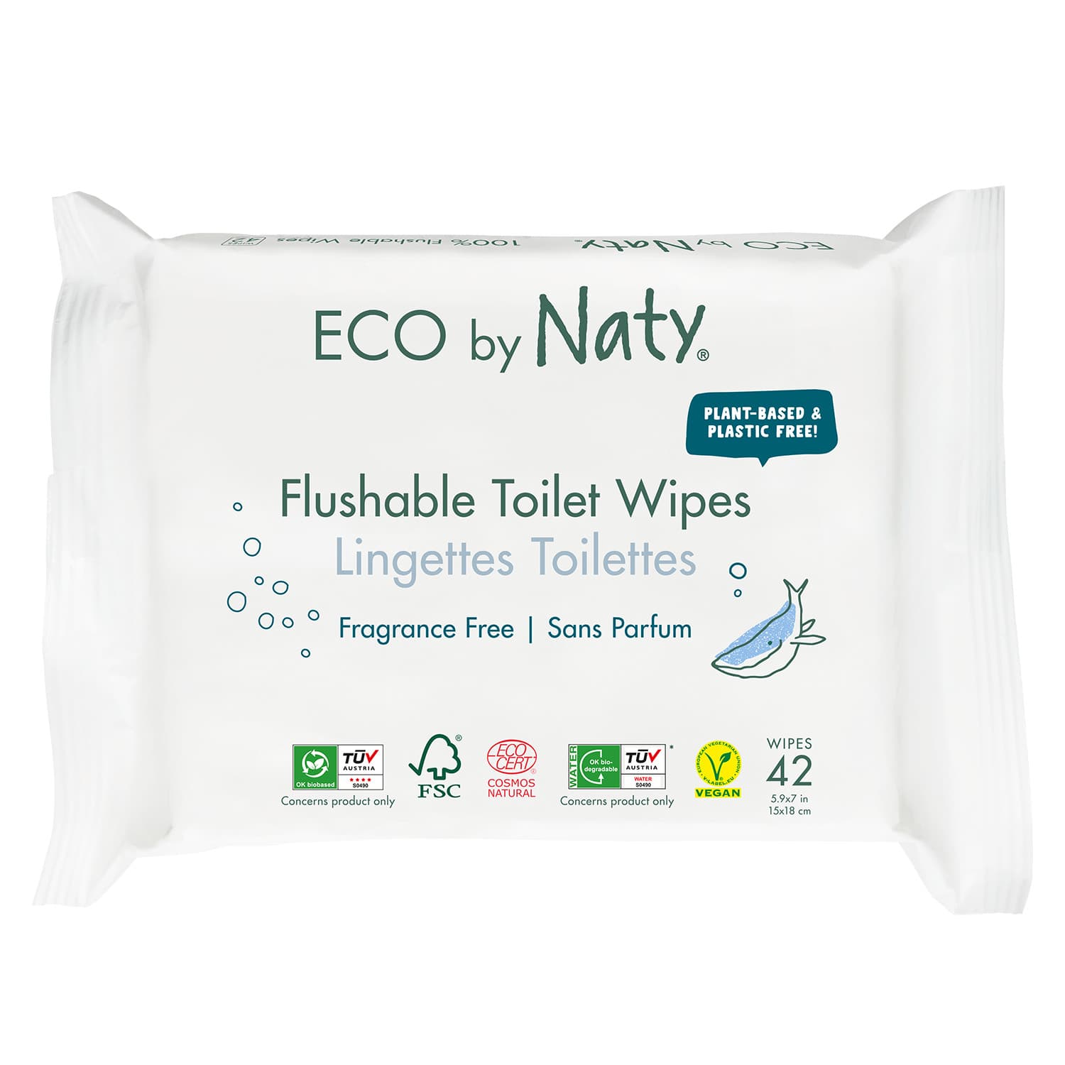 Vlhčené ubrousky s funkcí toaletního papíru ECO by Naty bez vůně 42 ks (BB-273)
