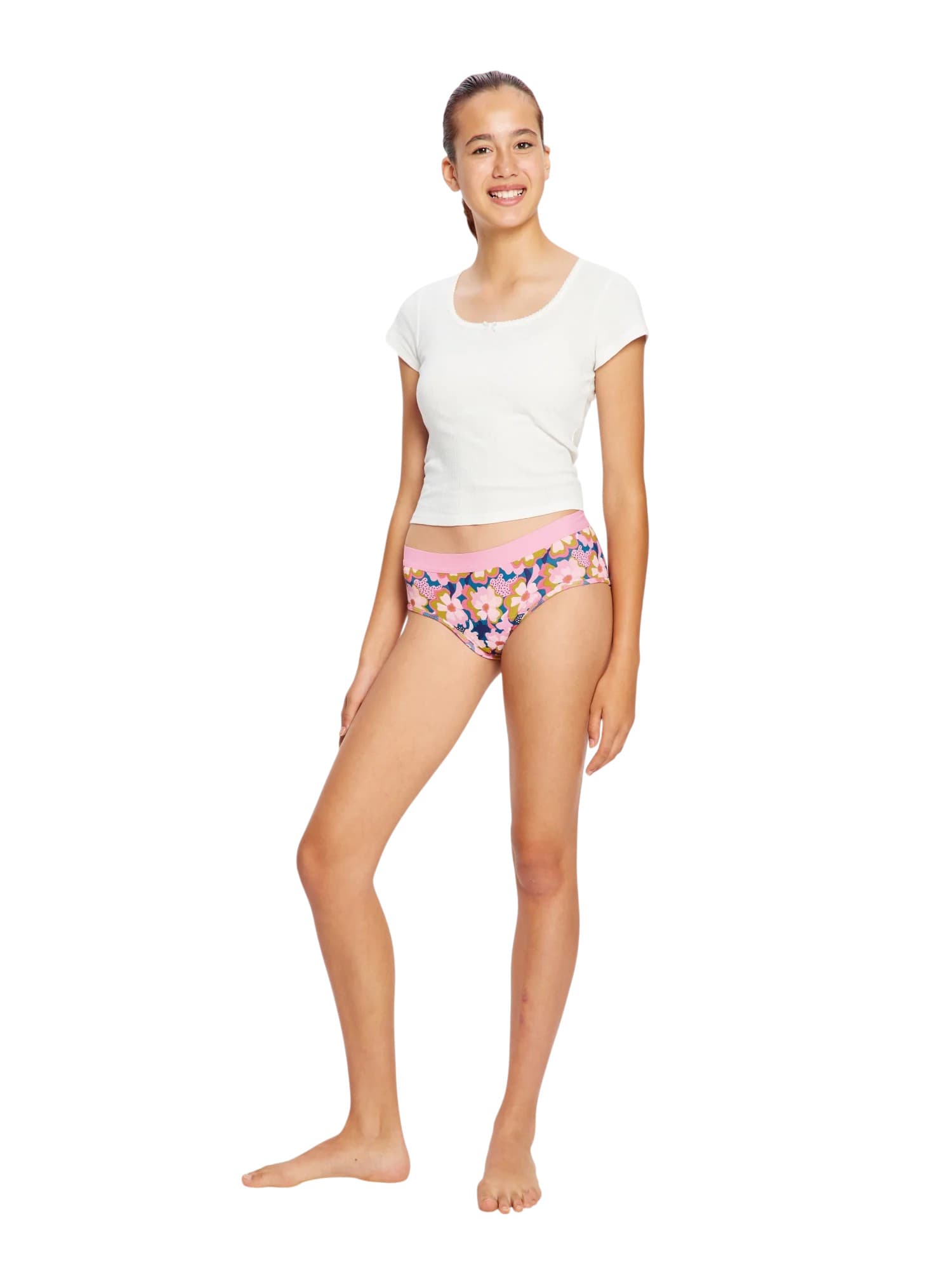 Dívčí menstruační kalhotky Modibodi Teen Hipster Boyleg Moderate Twilight Jungle Pink (HIBLMHTJPT)
