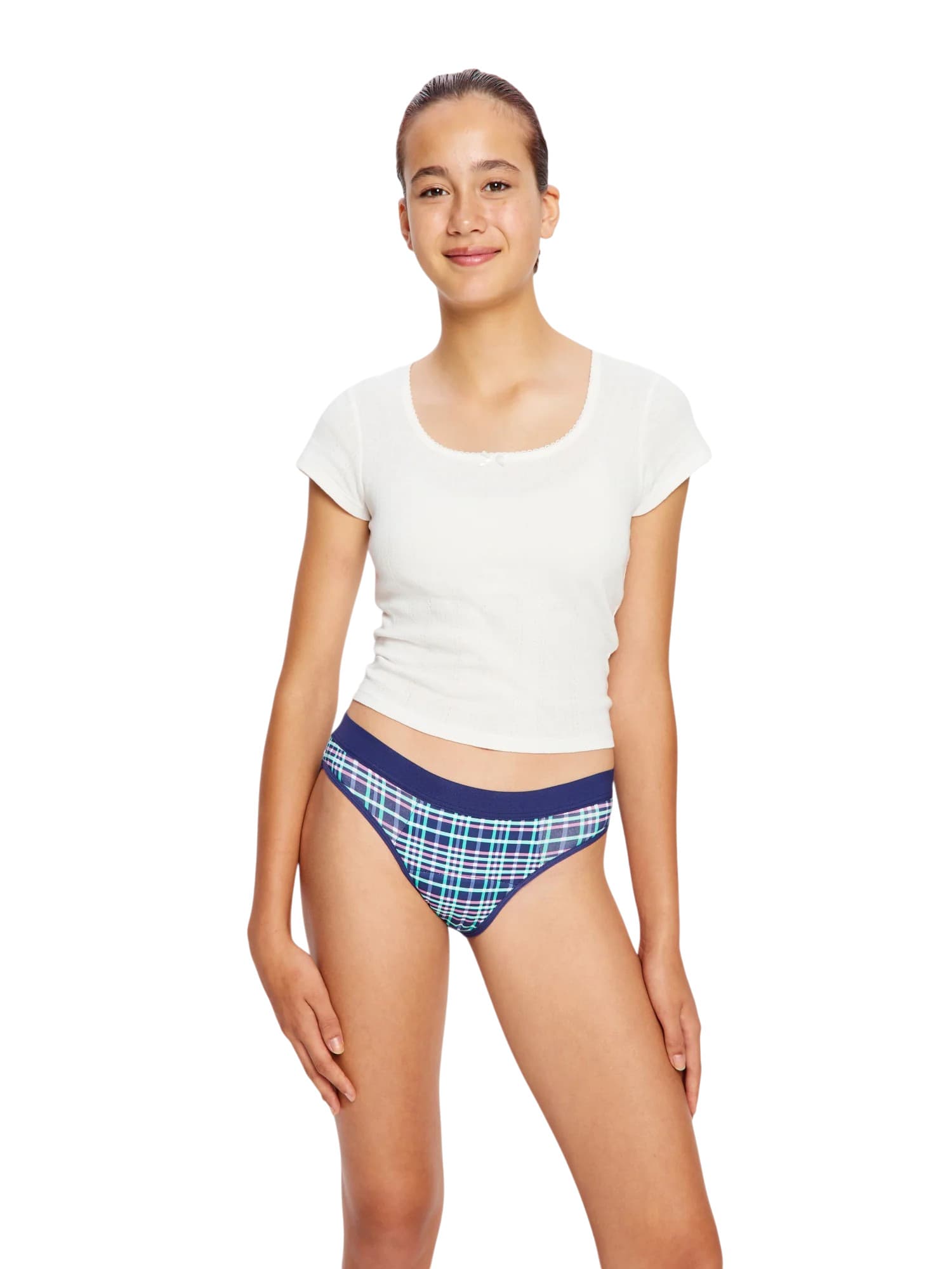 Dívčí menstruační kalhotky Modibodi Teen Hipster Bikini Super Midnight Purple Check (HIBISOMPCT)