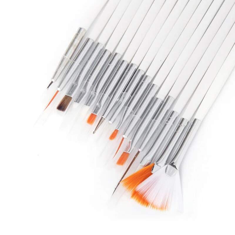 Starnails Sada 15 štětců na nehtovou modeláž - bílá - náhled 3