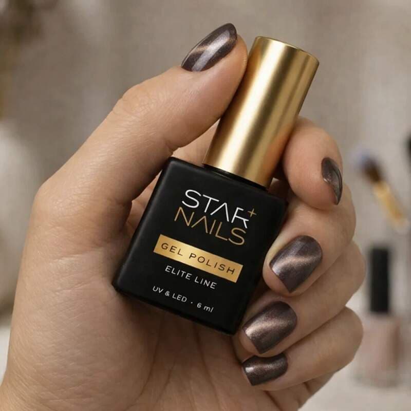 Starnails UV/LED Gel Polish Elite Line Cat Eye 6ml - 015, Moondust - kouřově šedý gel lak - náhled 3